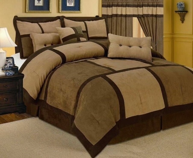 Extreme Linens Foliage 7 Piece King Comforter Set Tan For Sale