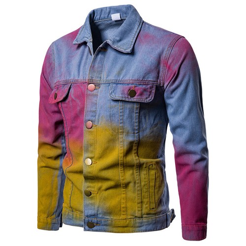 Mens Tie Dye Denim Jacket Button Down 