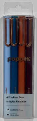 POPPIN 4 FINELINER PENS-0.5 MM FINE POINT-BLACK INK-ELEMENTS COLLECTION-WRITING