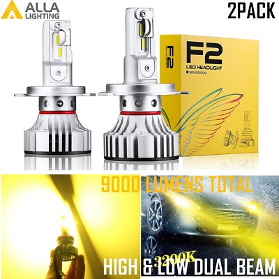 Alla Lighting LED H4 Headlight Bulb Bright High Low Dual Beam Gold YELLOW Lamps
