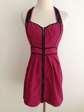GUESS Sleeveless Halter Sheath Dress Magenta & Black Juniors Size 5