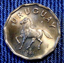 Uruguay 1981 10 centesimos HORSE coin  nice Uncirculated coin