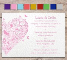 50 Personalised Wedding Invitations / Evening Invites inc Envelopes - Handmade 