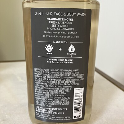 BATH BODY WORKS CLEAR HORIZON 3-IN-1 HAIR FACE BODY WASH MEN'S