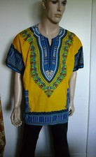 EUC VTG DASHIKI SHIRT HIPPIE BOHO COTTON BATIK ETHNIC CHIC