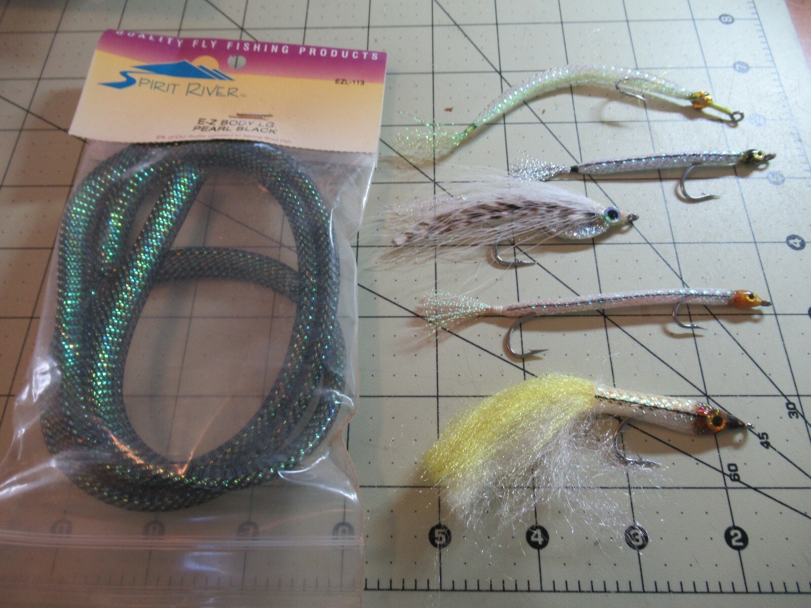 PEARL BLACK E-Z BODY Fly Tying Braided Hollow Mylar Tubing Spirit