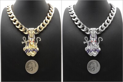 Egypt God Anubis Pendant 11mm 18'', 20'' Cuban Chain Hip Hop Necklace RC3876