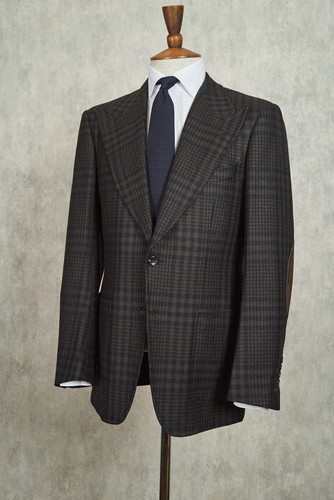 drop93 - tom ford basic base t brown check w/ suede elbow patch