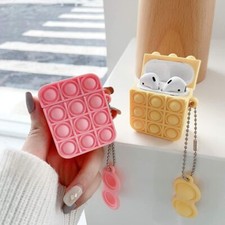 Cute AirPods Cover Case Pop Bubble Silicone Shockproof Case With Keychain