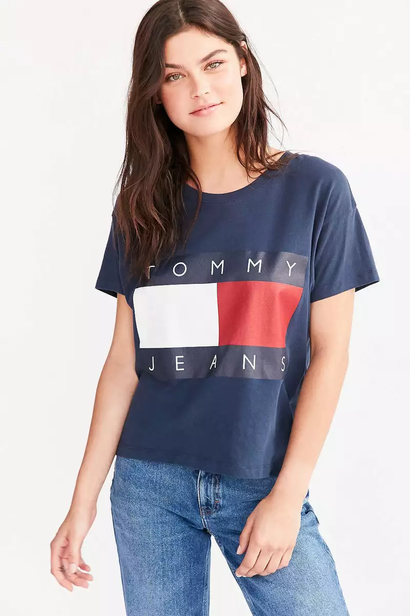 Tommy Hilfiger NWT! Classic Flag Logo T-shirt Navy Large eBay