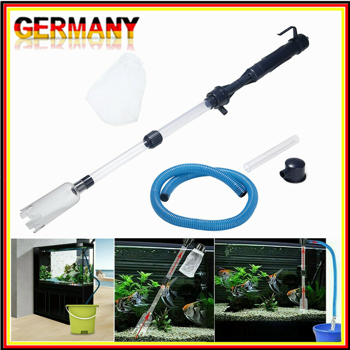 DE Elektrische Aquarium Wasserwechsel Set Mulmsauger Kiesreiniger Bodenreinigung
