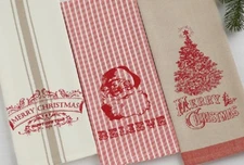 VINTAGE CHRISTMAS Kitchen Towels ** Set of 3 **  Brand NEW!!  by DII     416