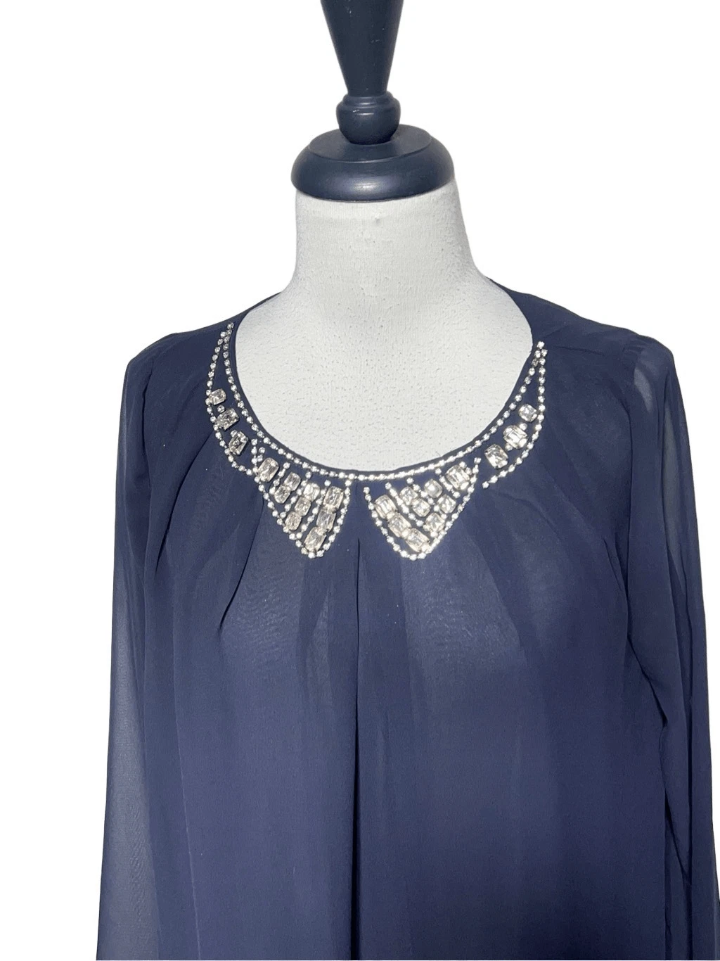 UNDERCOVER Abito Victoria's Secret blu manica lunga trasparente in chiffon impreziosito taglia XS