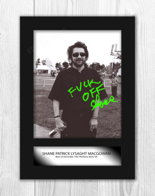 Shane MacGowan Pogues A4 reproduction signed poster with choice of frame