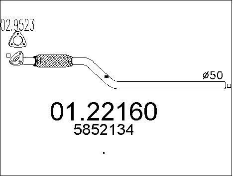 Tuyau d'échappement pour Opel Astra G et Zafira A 1.6 16V en acier