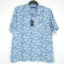 Cremieux Collection Men's Short-Sleeve Shirt XL Blue White Floral NWT 85