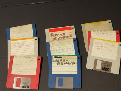 Misc Amiga (9) 3.5'' Floppy Disks Various B/U and SW RARE UOS one LOT