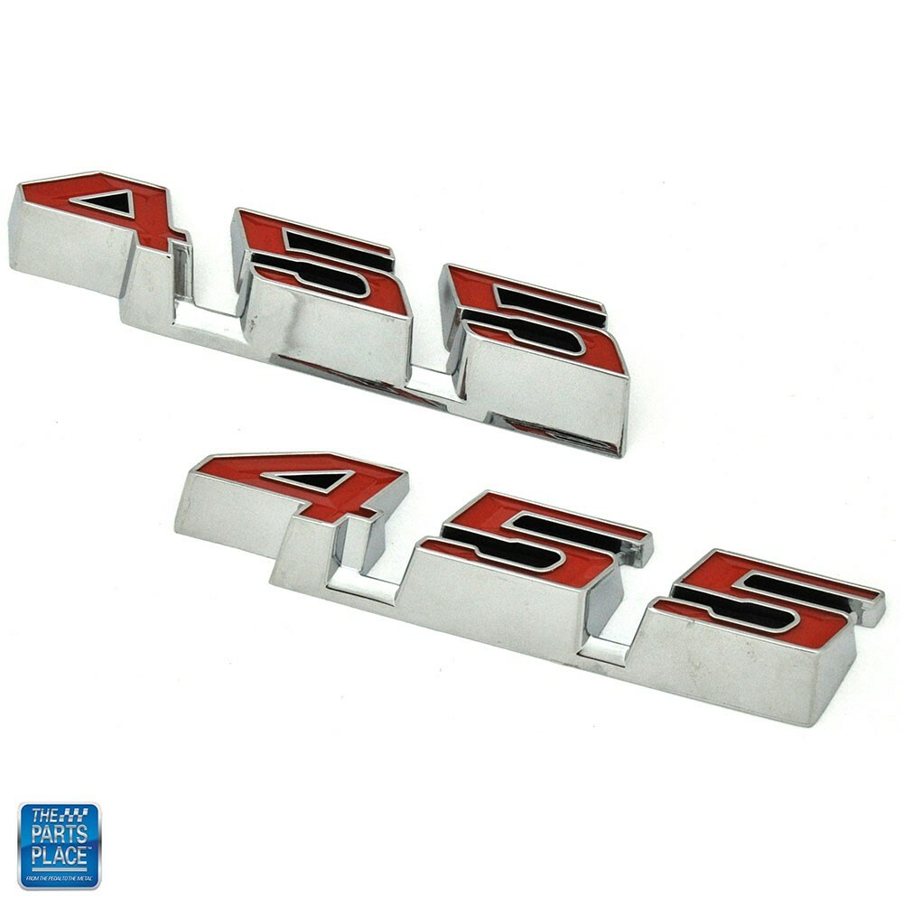 その他 pontachan 1970-1972 Pontiac GTO LeMans Chrome Red 455 Rocker Emblems Pair