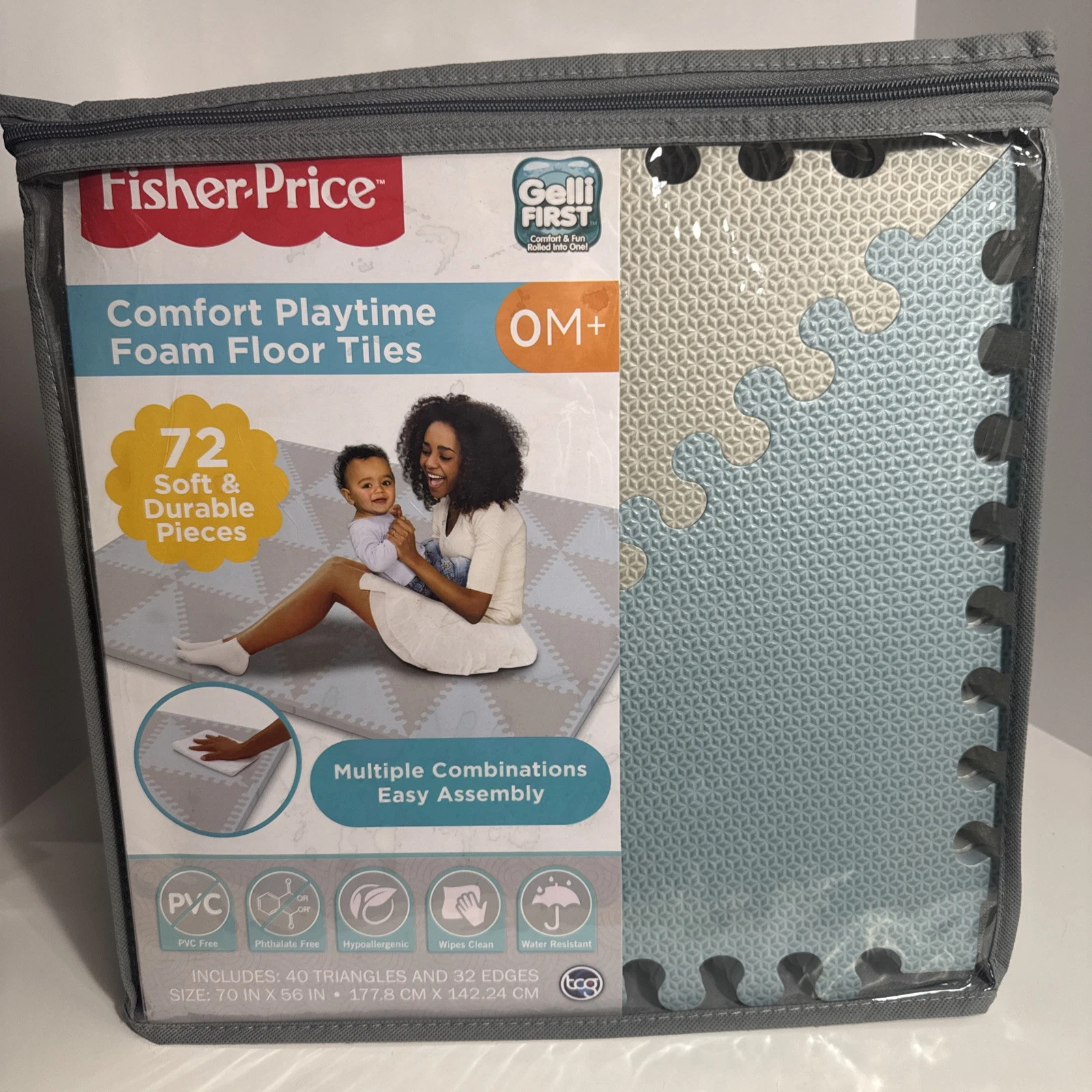 Fisher Price Toys Soft Comfort Baby Playtime Foam Floor Mat Tiles Blue Gray
Opens in a new window or