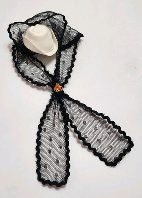 BARBIE HAT WHITE BLACK LACE COVER GONE WITH THE WIND SCARLET O'HARA DOLL CLOTHES