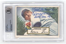 VERN LAW SIGNED 1952 TOPPS #81 SIGNED w/ 3 INSCRIPTIONS BAS BGS AUTOGRAPH Q3566