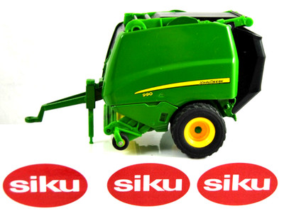 1:32 SIKU FARM 2465 JOHN DEERE 990 RUNDBALLENPRESSE mit Heu- & Strohballen 4 Traktoren
