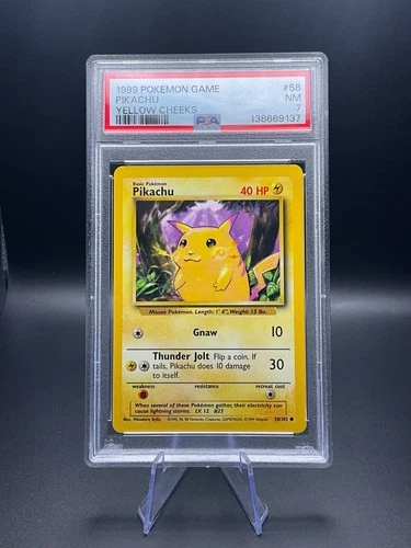 1999 Pokemon Game Base Set Pikachu Yellow Cheeks PSA 7 NM #58