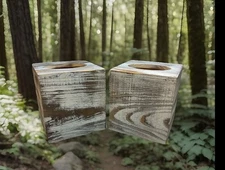 White Barnwood Tissue Box Cover: 2 Pack Tissue Box Holder Includes Slide-Out New