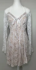 Fairy Babydoll Angel White Lace Dress L  Whimsigoth Goth Romantic Coquette Y2K