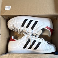 Size 7.5 - Nigo x adidas Superstar Bearfoot White Scarlet Men’s Shoes New! Size 11 - Nigo x adidas Superstar Bearfoot White Scarlet for  main image 4