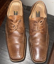 Stacy Adams Mens Leather Oxford Shoes Size 12M Square Toe Brown Lace-up