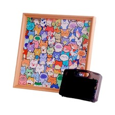 Wooden Kitten Jigsaw Puzzles 12 Colors Cat Puzzles with Coloring Marker for U9F6