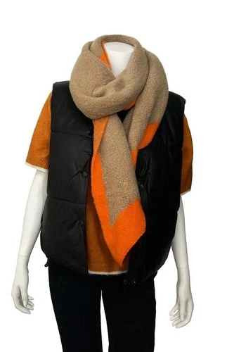 Kuscheliger Damen Schal Braun Orange Herbst Winter weich elegant