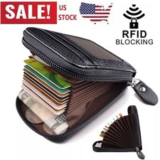 Mens RFID Blocking Leather Wallet Credit Card ID Holder Zipper Purse Waterproof