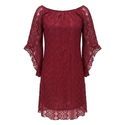 NEW Altar'd State LARGE Burgundy Lace Bell Sleeve Shift Dress - AC | eBay