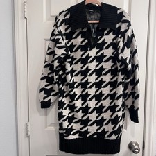 NWT Women’s Houndstooth Sweater Dress XS Oversized Fit Cozy Academia Cottagecore
