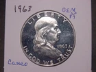 1963 FRANKLIN HALF GEM PROOF CAMEO WHITE COLOR NICE LUSTER POPULAR BETTER DATE