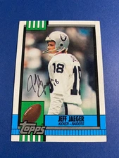 JEFF JAEGER 1990 TOPPS #297 AUTO SIGNED OAKLAND LA RAIDERS BEARS WASHINGTON RC