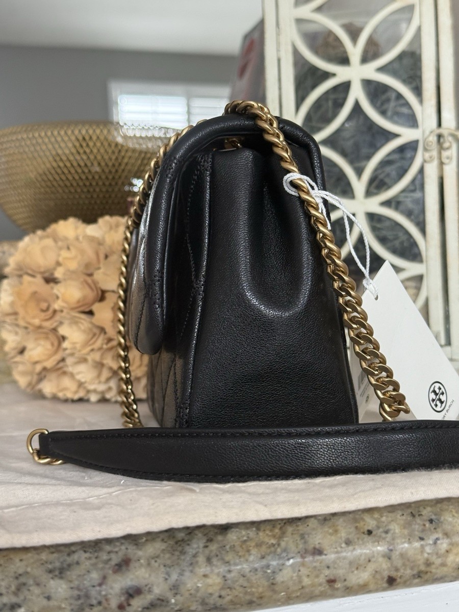 New Tory Burch Willa Black Diamond Quilted With Gold Hardware