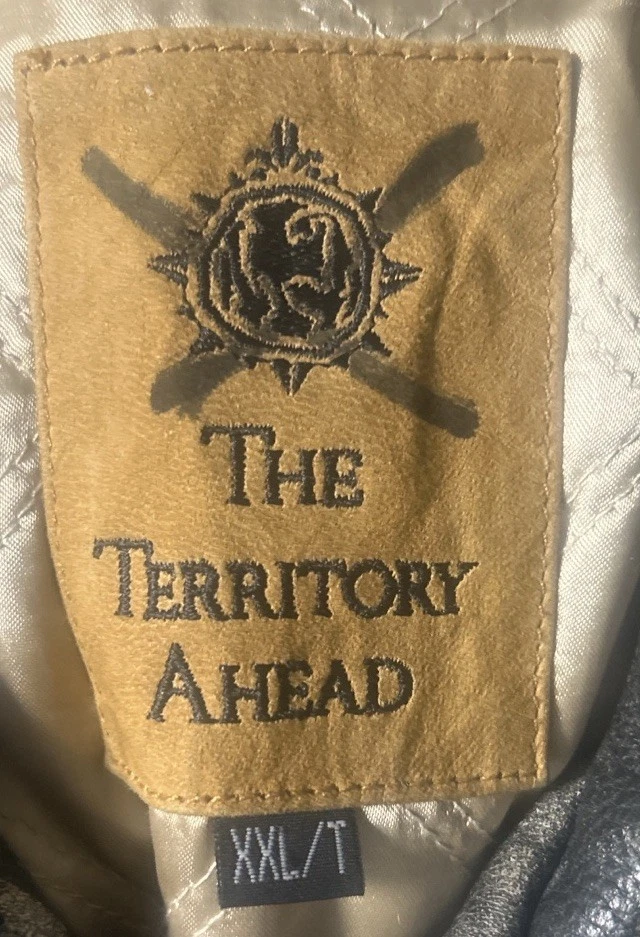 Territory Ahead Black Leather BOMBER Jacket Men's XXL Tall Pilot Pocket Collared - Image 3 of 4