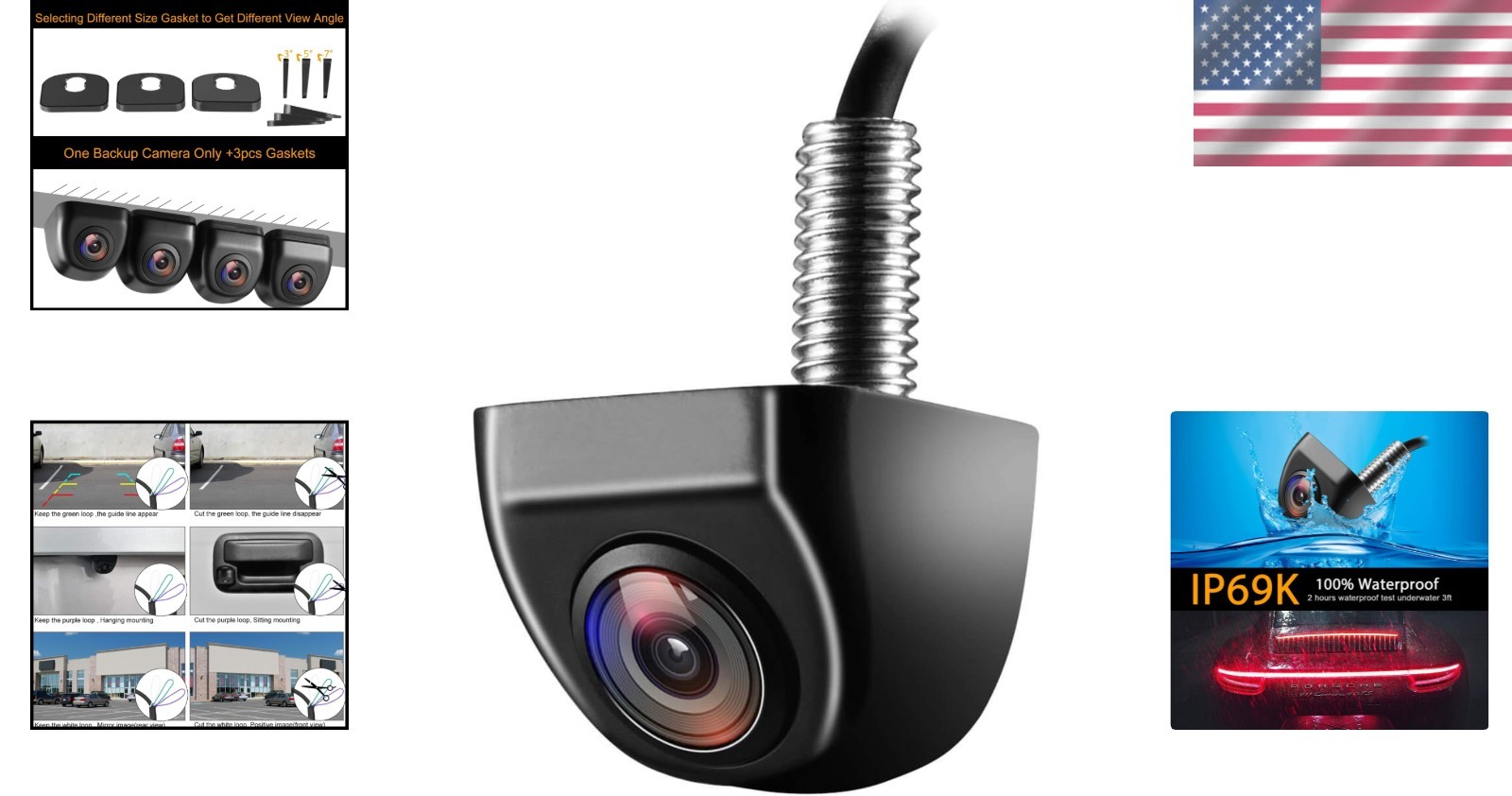 Waterproof Rear View Camera with Guide Lines
