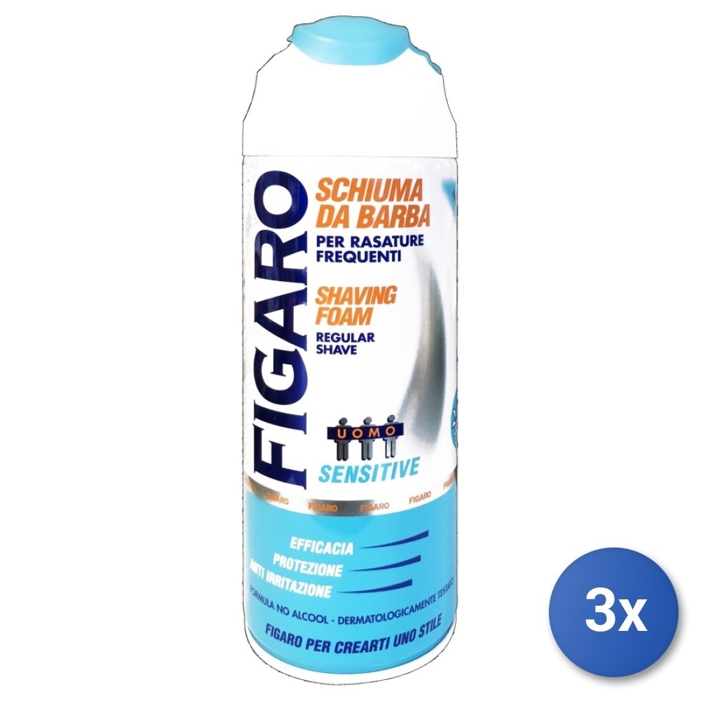 3x Figaro Shaving Foam 400 Ml Sensitive