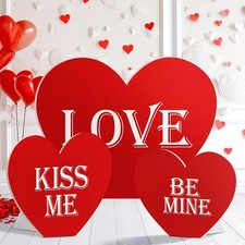 Large Valentine's Day Heart Cardboard Stand Ups Set of 3 Sizes Photo Decorati...