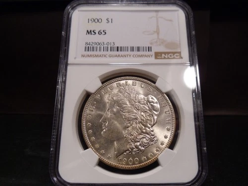 1900 MS65 Morgan Silver Dollar NGC Certified Gem - White/Faint Gold Hue