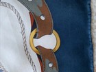 TORRENTE PARIS 100% Silk Scarf 34X 34 Inch Equestrian Design, Steel Blue — photo 4