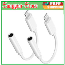 Apple MFi Certified Lightning to 3.5 mm Headphone Jack Adapter,2 Pack iPhon...