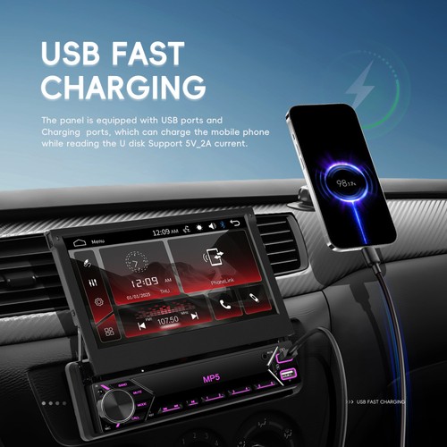 7" Autoradio Radio Single 1 DIN Flip Out Touchscreen MP5 Player USB Bluetooth - Bild 13 von 22