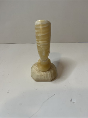 VTG Yellow And White Egyptian Nefertiti Sand Marble Head Bust Figurine