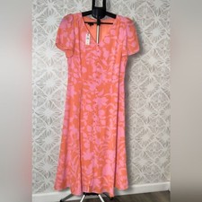 Talbots Silhouette Garden Flutter Sleeve Crepe Dress Size 8