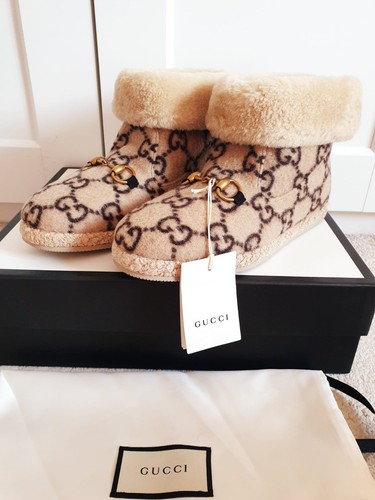 New Gucci Fria Interlocking GG Beige Shearling Wool Ankle Boots UK 5.5 EU 38.5 - Picture 17 of 17